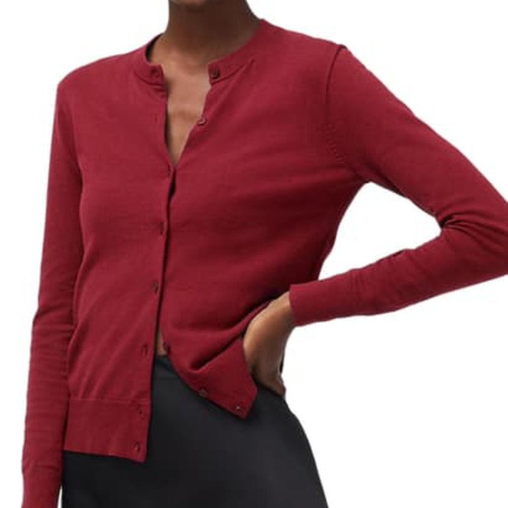 J.Crew Maroon Cardigan Sweater Jacket Button Front 3/4 Sleeve Women's Medium NWT